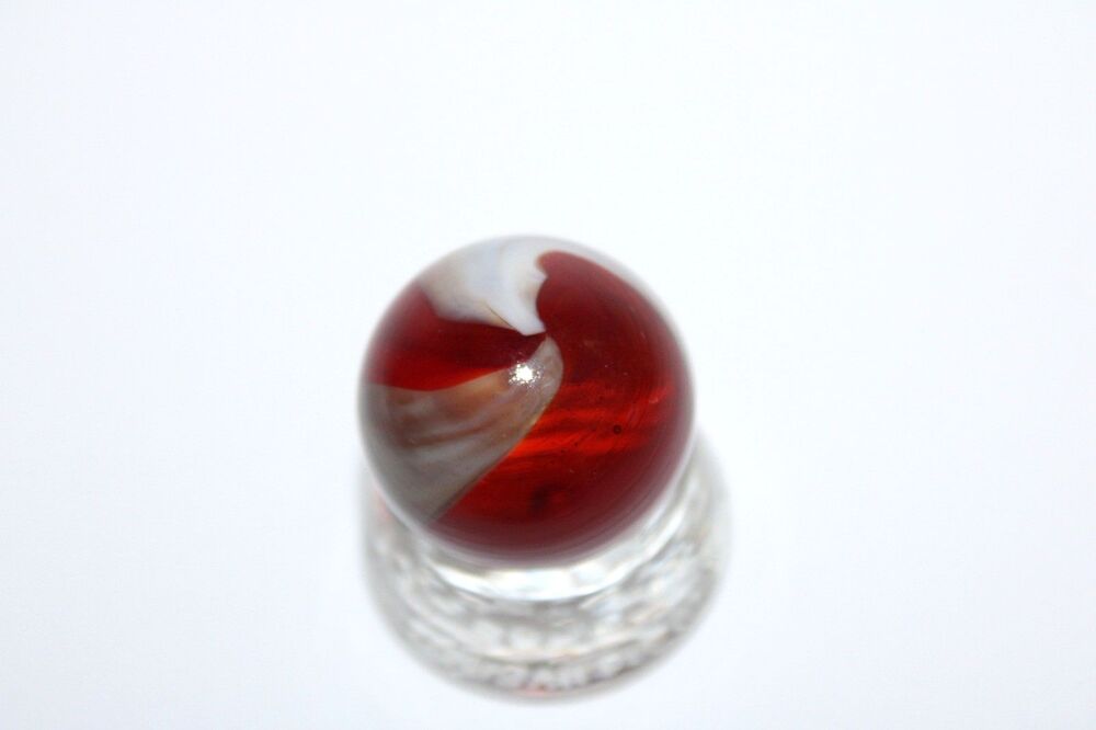 Orange-Brown-White-Clear Lampwork  Handblown Contemporary Art Glass Marble-32MM